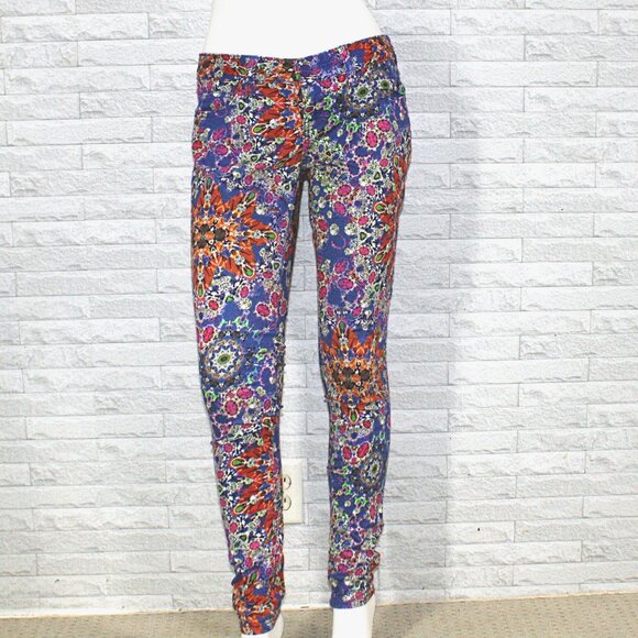 L'AMOUR NANETTE LEPORE Printed Floral Paisley Denim Jeans Leggings Jeggings 3 - Picture 1 of 13